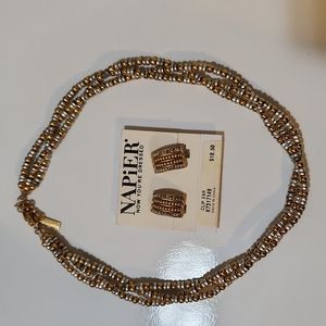 Silver and gold beaded necklace and earrings set